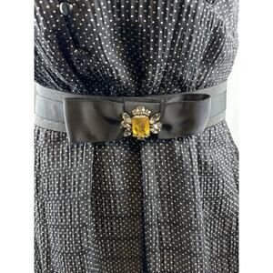 Ann Taylor LOFT Bow Center Back Elastic Belt, Black & Silver, Sz: 34", 68-32